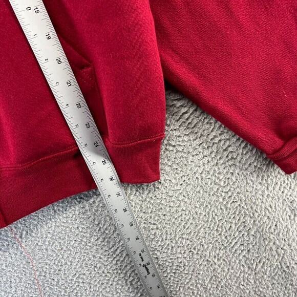 Vintage Blank Sweatshirt Men's Medium Red Hoodie Full Zip Streetwear Pockets Y2K - Picture 3 of 10